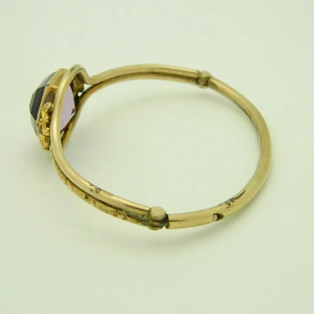 Purple Glass Rhinestone Gold Filled Victorian